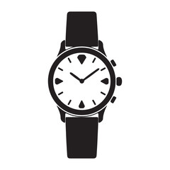 Stylish Wristwatch Silhouette Vector Illustration for Time Management and Fashionable Accessory Designs Timepiece Elegance Classic Watch Face with Modern Design Elements