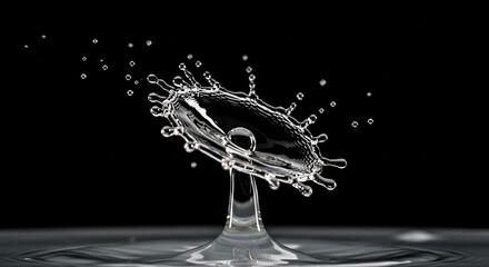 A captivating macro shot of a water drop collision, showcasing the beauty of fluid dynamics and the intricate patterns formed during the impact