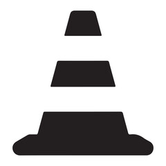 Traffic Cone Symbol Black Silhouette on White Background Road Safety Construction Warning Hazard Sign Graphic Illustration Vector Icon Template