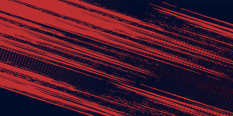 Red grunge glitch distorted grunge on black background. Red and black halftone dot pattern. Grunge halftone design. Vector arts.