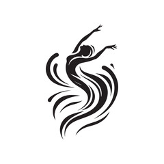 Fototapeta premium Elegant silhouette of a dancer in flowing motion