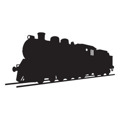 Vintage Steam Train Silhouette Illustration on White Background Transport and Transportation History and Engineering Concepts for Posters and Designs