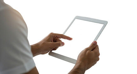 businessman holding tablet