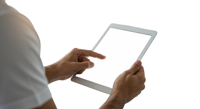 businessman holding tablet