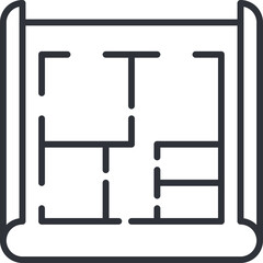 Architectural Blueprint of a Floor Plan with Rooms and Hallways on a White Background