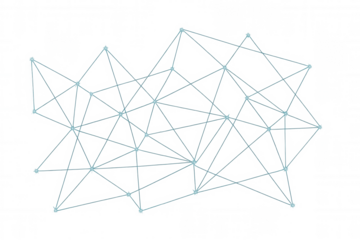 Abstract network connecting nodes and lines, representing global communication, technology, and big data on a transparent background