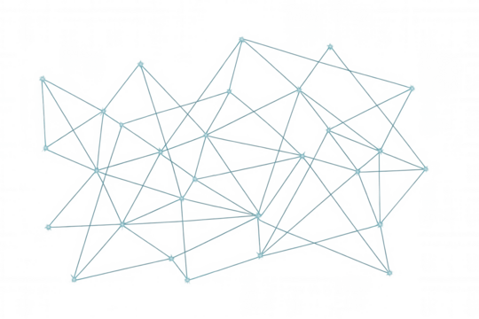 Abstract network connecting nodes and lines, representing global communication, technology, and big data on a transparent background