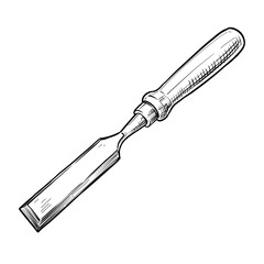 woodworking chisel tool vector line art hand drawn illustration