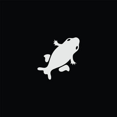 Fototapeta premium Silhouette style vector minimal tadpole logo design icon in black color, simple clean line art illustration, creative branding element for aquatic life, nature, wildlife, merchandise, digital projects