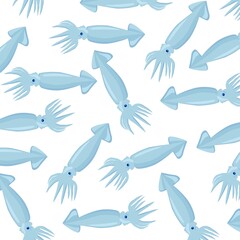 Squid Pattern A Repeating Illustration on White