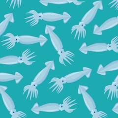 Squid Pattern A Repeating Design on Teal