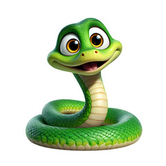 Naklejka premium Smiling Green Cartoon Snake on transparent background