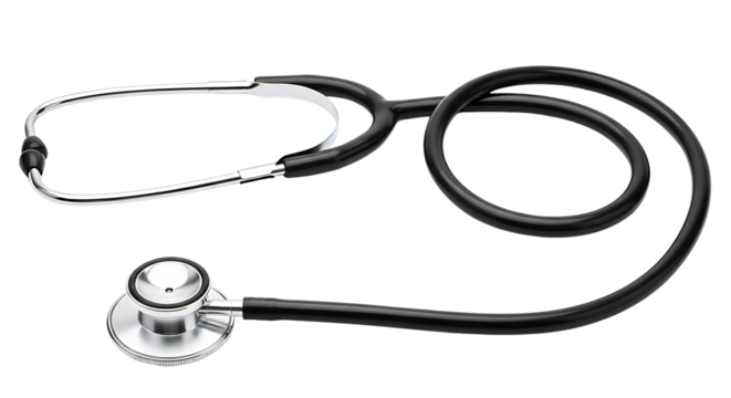 Stethoscope isolated on transparent background, a medical instrument used for listening to internal body sounds