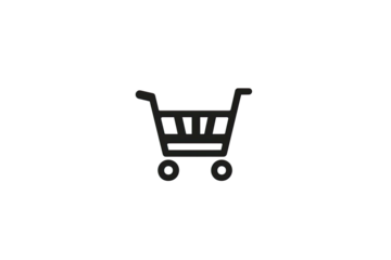Simple gray shopping cart outline isolated on black