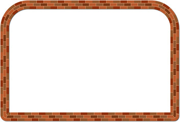 Round Same Side Corner Rectangle frame Brick brickwork brown border picture frame vintage retro antique handcraft framework architecture decorative element isolated background 