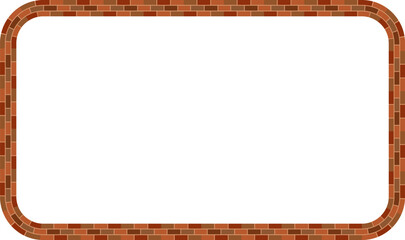 Rounded Rectangle frame Brick brickwork brown border picture frame vintage retro antique handcraft framework architecture decorative element isolated background 