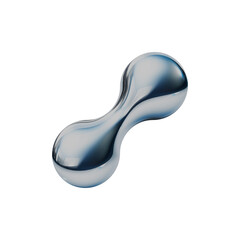 2つの丸が繋がった瓢箪型の抽象的なのメタリック3Dアイコン。Y2Kスタイルのあしらいスタンプイラスト