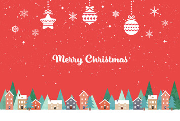 冬の街並みのクリスマス背景イラスト