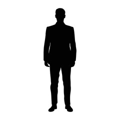 Silhouette of businessman standing straight isolated on white background