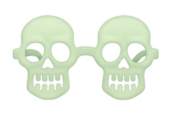 Skull shaped novelty glasses glowing, representing halloween party fun and spooky costume concepts