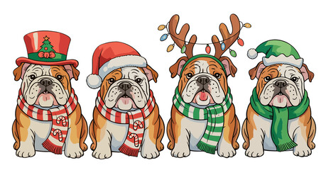 Christmas English Bulldog Dog Xmas Santa Hat Reindeer Dad Mom Family Holiday Festive