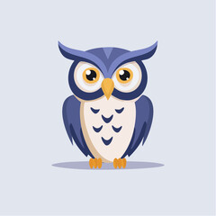 Obraz premium Whimsical cartoon owl illustration against soft background for creative projects