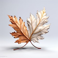 an AI Image Generator, Elegant Copper Maple Leaf Sculpture With Cream Highlights