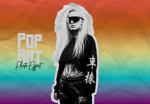 Retro Pop Art Photo Effect Mockup