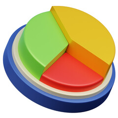 Colorful 3D Pie Chart with Red Green Yellow and Blue Segments on Transparent Background Isolated Graphic Data Visualization
