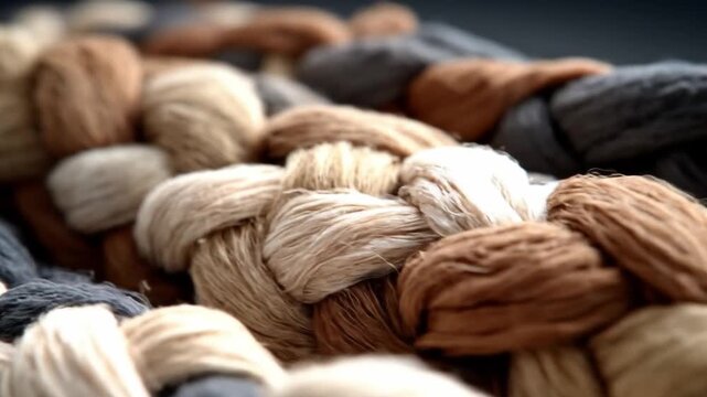 Braided strands in warm tones with textured detail background