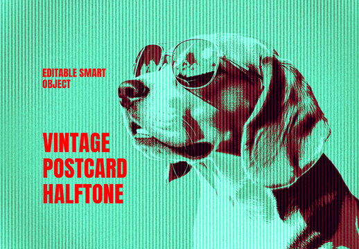 Halftone Vintage Postcard Photo Effect