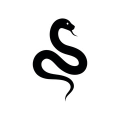 Fototapeta premium Black snake coiled in stylized vector art