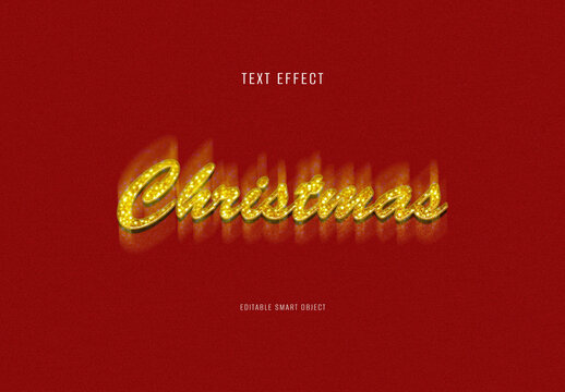 Red Christmas Glitter Gold Text Effect