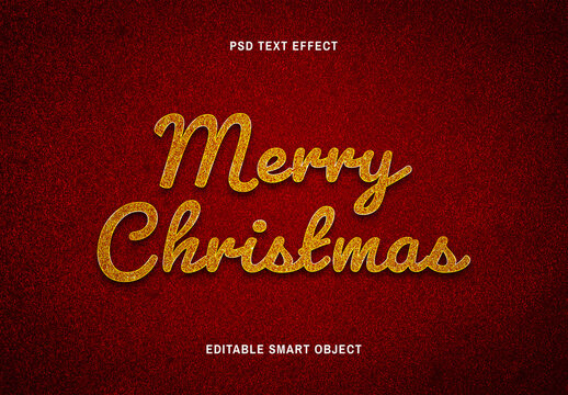 Golden Merry Christmas Typography Text Effect PSD