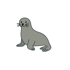 アシカのカラーアイコン、動物、イラスト、素材、背景なし、資料作り