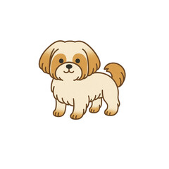 シーズーのカラーアイコン、犬、動物、イラスト、素材、背景なし、資料作り