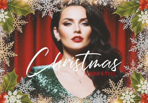 Vibrant Christmas Portrait Frame Photo Filter Effect