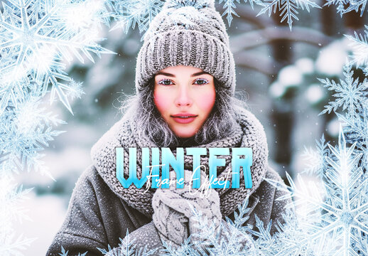 Magical Snowflakes Winter Cozy Frame Photo Effect