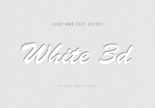 Clean White 3D Text Effect Style