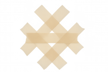 Adhesive tape pieces creating an abstract pattern. Repair and connection symbol on a transparent background