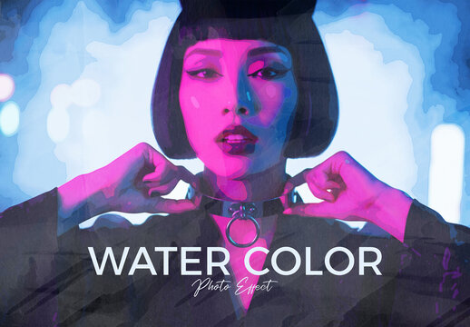 Neon Glow Watercolor Photo Effect