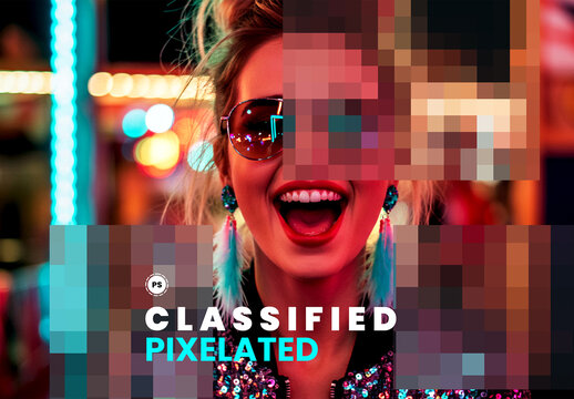 Classified Pixelated Photo Effect Mockup