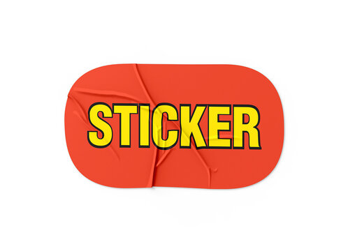 Wrinkled Red Paper Sticker Label Mockup