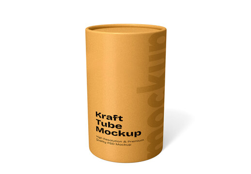 Kraft Paper Round Tube Box Mockup