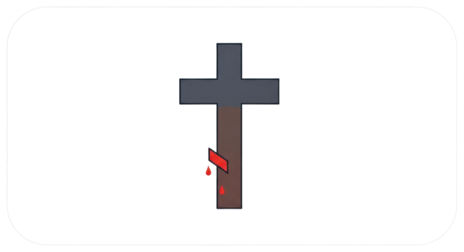 Abstract representation of a christian cross with subtle red and orange hues against a dark background