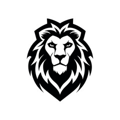 Obraz premium Bold black and white lion head emblem with fierce expression