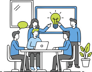 Inspiring teamwork brainstorming new ideas around the table to ignite innovation and creative solutions for successful business growth and collaboration