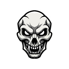 Fototapeta premium Fearsome Skull Illustration with Menacing Gaze and Bared Teeth