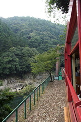嵯峨野トロッコ鉄道からの風景　保津川