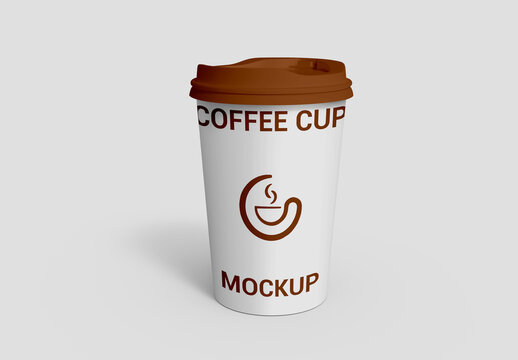 Premium Branding Coffee Cup Mockup with Brown Plastic Lid